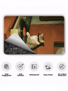 1件 DJ Cat 官方信用卡貼紙隱私保護卡貼，趣味節日禮物 PVC 材質防指紋防刮耐磨卡套，適合情侶，小晶片卡、銀行卡裝飾貼紙，信用卡、交通卡、學生校園卡個性化 DIY - 多色 - 查看 6