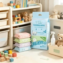 8/16/32/64/128pcs Cute Mini Portable Wet Wipes, Multi-Purpose Cleaning Wipes, Suitable For Travel, Office, Kitchen And Surface Cleaning (Random Style) - Multicolor - View 2