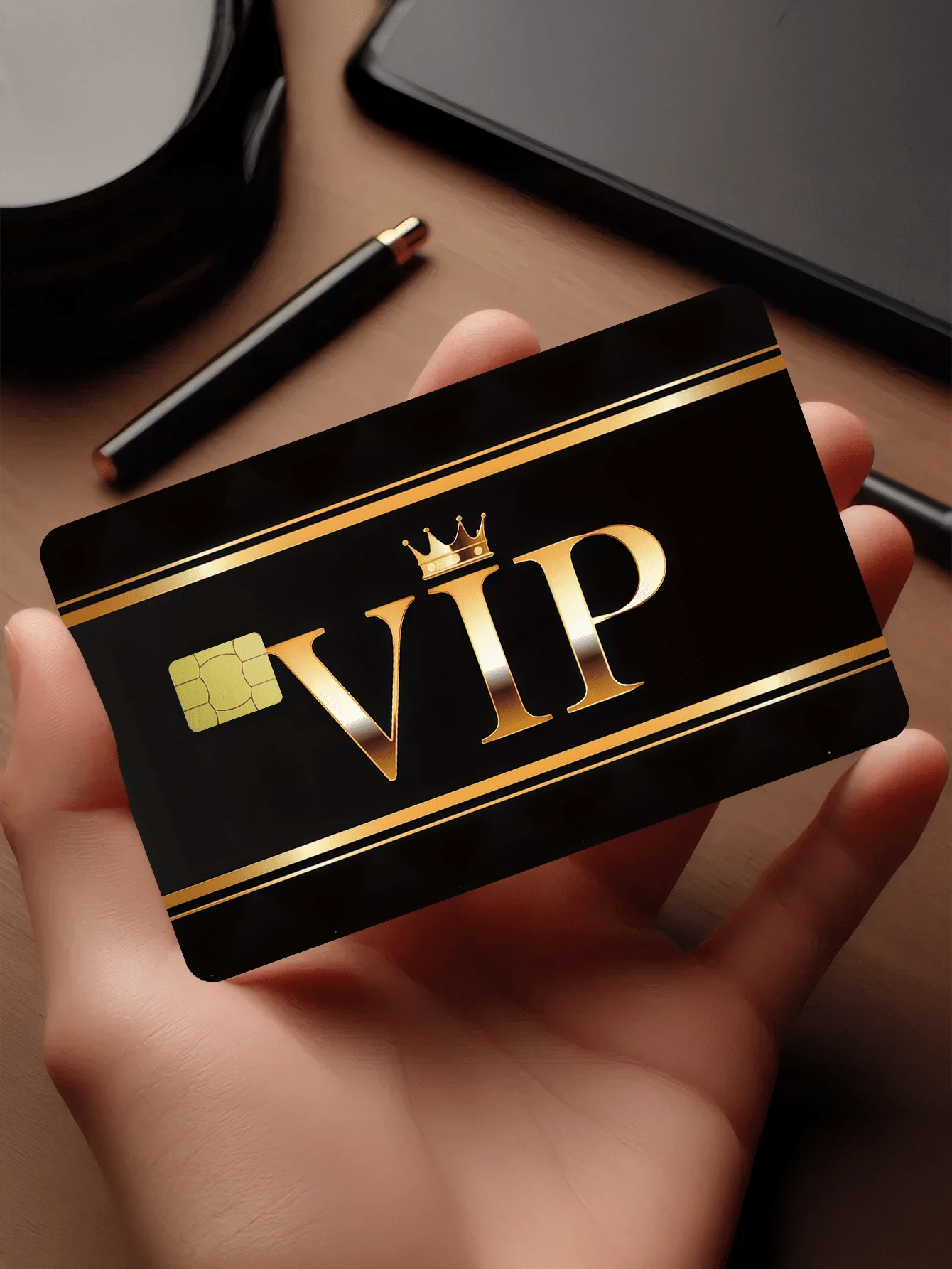 1pc VIP Official Credit Card Sticker Privacy Protection Card Skin, Member Exclusive Holiday Gift PVC Material Anti-Fingerprint Anti-Scratch Wear-Resistant Card Sleeve, Suitable For Couples, Small Chip Card, Bank Card Decorative Sticker, Credit Card, Transportation Card, Student Campus Card Personalized DIY - Multicolor - View 1