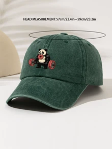 1件時尚簡約水洗棒球帽 熊貓舉重印花圖案，中性必備時尚單品，四季通用裝飾風格，送給家人朋友的幽默可愛禮物 - 水洗帽 - 查看 5