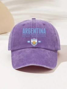 1件時尚極簡水洗棒球帽「ARGENTINA」印花圖案，送給家人與朋友的禮物，極具吸引力的四季裝飾風格，美式復古圖案運動風，男女通用時尚必備單品 - 阿根廷5 - 查看 22