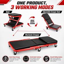 Automotive Mechanic Creeper, 3-In-1 Folding Creeper Seat Or Rolling Garage Stool, Heavy-Duty Padded Auto Repair Equipment With Swivel Casters, Multiple Options Available - A - View 7