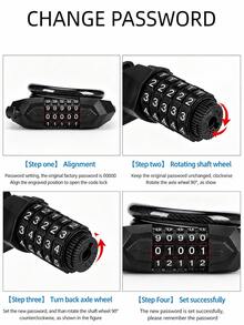 Bicycle 5-Digit Combination Anti-Theft Steel Cable Lock With Mounting Bracket, Universal For Mountain Bike, Road Bike, Electric Bike - Multicolor - View 4