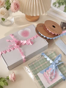 2 Rolls 5 Yards Each Valentine's Day Heart Pattern Satin Ribbon, Affordable Multi-Color DIY Handmade Ribbon, Suitable For Gift Wrapping, Bouquet Packaging, Cake Decoration, Wedding Birthday Party Holiday Home Decor, Room Decor, Bedroom Decor, School - Heart Ribbon - View 3