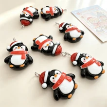 5/10pcs Resin Christmas Penguin Pendants, Suitable For DIY Jewelry Making, Perfect For Party Accessories, Earrings, Necklaces, Bag Charms - Christmas Penguin Pendant - View 8