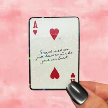 "Sometimes You Just Have To Make Your Own Luck" Ace Of Hearts Creative Sticker | Vintage Poker Card Style | Notebook & Suitcase Decorative Sticker Waterproof Vinyl Sticker - Matte Surface, Self-Adhesive Bumper Sticker, Suitable For Cars, Windows, Laptops, Trucks, Water Bottles - Versatile Design, Car Sticker - Vinyl - View 1