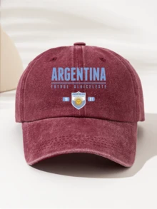 1件時尚極簡水洗棒球帽「ARGENTINA」印花圖案，送給家人與朋友的禮物，極具吸引力的四季裝飾風格，美式復古圖案運動風，男女通用時尚必備單品 - 阿根廷5 - 查看 18