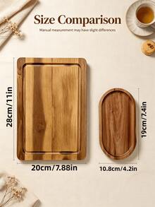 1PC Wooden Tray, Cheese Tray, Food Tray, Meat Tray, Breakfast Tray, Afternoon Tea Tray, Serving Tray, Party Plate, Home Decor, Kitchen Tool, Can Hold Cooked Meat, Fruit, Vegetables And Other Foods, Suitable For Home And Restaurant Purchase, Suitable For Halloween, Christmas And Other Holiday Gatherings, Holiday Gift, Kitchen Essential - View 7