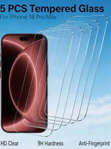 5pcs High Definition Transparent Tempered Glass Screen Protector, Compatible With IPhone 18Promax/17/16/15 Pro Max/15/14 Plus/13/12/11 Pro Max/X/XS/XR - Clear - View 32