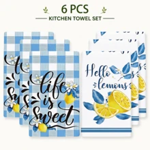 2/4/6件檸檬圖案印花廚房毛巾，超柔軟超吸水微纖維茶巾，抹布，清潔毛巾，手巾，適用於烹飪、烘焙、擦拭清潔和廚房裝飾，廚房配件，日常必需品 - 彩色 - 查看 15