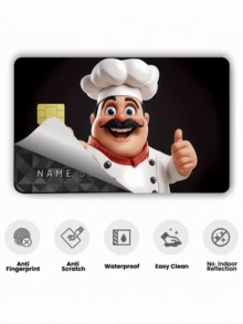 1pc Chef Exclusive Official Credit Card Sticker Privacy Protection Card Skin, Chef Holiday Birthday Gift PVC Material Anti-Fingerprint Anti-Scratch Wear-Resistant Card Sleeve, Card Protector, Suitable For Men, Women, Couples, Small Chip Card, Bank Card Decoration Sticker, Credit Card, Transportation Card, Student Campus Card Personalized DIY - Type a - View 7