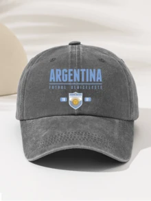 1件時尚極簡水洗棒球帽「ARGENTINA」印花圖案，送給家人與朋友的禮物，極具吸引力的四季裝飾風格，美式復古圖案運動風，男女通用時尚必備單品 - 阿根廷5 - 查看 24