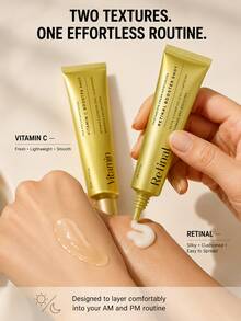 Conjunto de Soro com Vitamina C & Retinal Aprimorado, Vitamina C Pura + Retinal, Iluminador & Cuidados com Manchas, Refinamento de Poros, Suavização de Textura & Linhas Finas, Conjunto de Soro Facial para Cuidados com a Pele, Pele de Vidro Coreana, Cuidados Diurnos & Noturnos - Duo de Sérum Booster - Visão 6