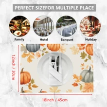 1pc/4pcs/6pcs Pumpkin Pattern Printed Linen Placemats, Rectangular Table Mats, Washable, Easy To Clean, Plate Mats, Bowl Mats, Western Style Mats, Suitable For Kitchen, Dining Room, Family Gatherings, Coffee Table And Daily Table Decor - Multicolor - View 11