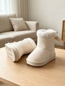 Fashionable New Children's Snow Boots, Comfortable Warm Winter Bow Ankle Boots - Beige - View 4