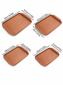 Wood Grain Rectangular Tableware Tray Set, Stackable Nesting Trays With Raised Edges, Lightweight Decorative Storage Trays, Suitable For Breakfast, Coffee, Tea, Snacks, Paper Cup Desserts, Dinner, Kitchen, Dining Table, Living Room And Home Entertainment Occasions - Multicolor - View 4