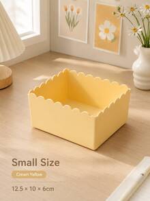 1pc & 2pcs Packs Hot Stackable Wave Edge Desktop Storage Box, Plastic Cosmetic & Stationery Organizer Bin, Household Sundry Container, Office Supplies, Back To School Must-Have - Multiple Styles - View 13