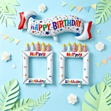 Happy Birthday Banner & Photo Frame Foil Balloon Set, 37 Inch Birthday Banner Balloon, 2pcs 28 Inch Selfie Photo Frame Balloons, Birthday Photo Props, Birthday Party Decorations - Happy Birthday Banner & Photo Frame - View 5