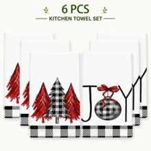 2/4/6 Peças Toalhas de Cozinha com Estampa de Elementos de Natal, Natal, Podem Ser Usadas Como Presentes de Natal, Decoração de Natal, Toalhas de Chá de Fibra Ultrafina Macia com Alta Absorção, Panos de Prato, Toalhas de Limpeza, Toalhas de Mão, Adequadas para Cozinhar, Assar, Limpar e Decoração de Cozinha, Acessórios de Cozinha, Itens Essenciais Diários - Multicolorido - Visão 12