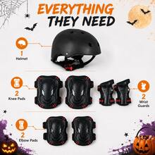 BAT DEICIDE Kids 7PCS Protective Gear Set With Helmet, Knee Pads, Elbow Pads And Wrist Guards, For Skating, Scooter, Cycling And Skateboarding, Ages 3-12 - Black - View 3