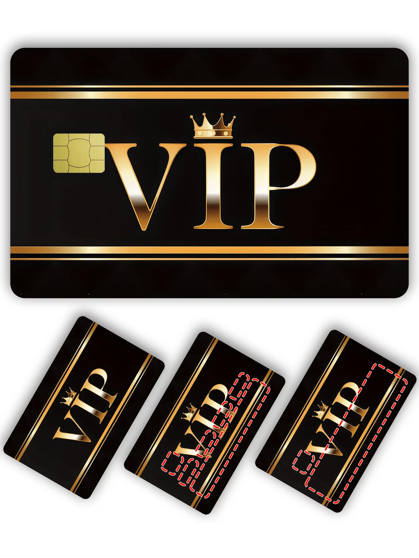 1pc VIP Official Credit Card Sticker Privacy Protection Card Skin, Member Exclusive Holiday Gift PVC Material Anti-Fingerprint Anti-Scratch Wear-Resistant Card Sleeve, Suitable For Couples, Small Chip Card, Bank Card Decorative Sticker, Credit Card, Transportation Card, Student Campus Card Personalized DIY - Multicolor - View 1