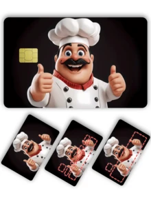 1pc Chef Exclusive Official Credit Card Sticker Privacy Protection Card Skin, Chef Holiday Birthday Gift PVC Material Anti-Fingerprint Anti-Scratch Wear-Resistant Card Sleeve, Card Protector, Suitable For Men, Women, Couples, Small Chip Card, Bank Card Decoration Sticker, Credit Card, Transportation Card, Student Campus Card Personalized DIY - Type a - View 4