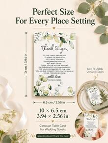 10/30/50pcs Eucalyptus Leaf Wedding Guest Thank You Cards, Newlyweds Thank You Message Cards, Wedding Guest Favor Cards, Wedding Reception Table Cards, Suitable For Engagement Party And Wedding Dinner Decoration, Cards Sold Individually - Multiple Styles - View 7