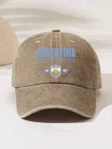 1件時尚極簡水洗棒球帽「ARGENTINA」印花圖案，送給家人與朋友的禮物，極具吸引力的四季裝飾風格，美式復古圖案運動風，男女通用時尚必備單品 - 阿根廷5 - 查看 14