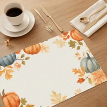1pc/4pcs/6pcs Pumpkin Pattern Printed Linen Placemats, Rectangular Table Mats, Washable, Easy To Clean, Plate Mats, Bowl Mats, Western Style Mats, Suitable For Kitchen, Dining Room, Family Gatherings, Coffee Table And Daily Table Decor - Multicolor - View 6