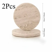 Natural Marble Coaster Set, Round Heat-Resistant Stone Pads, Non-Slip Base, Luxury Home Bar And Coffee Table Decor - Huangdong Stone - View 10