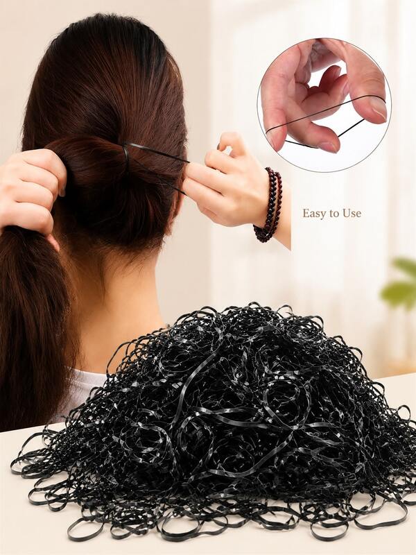3000pcs Black Elastic Hair Bands, Daily Use, Ponytail, Hair Accessories, Thickened Elastic Hair Ties, Headbands, Hair Rings, Suitable For Daily Wear And Gifting, Can Be Used As Hair Bands, Ponytail Ties, Headbands And Sports Hair Bands, Suitable As Women's Gifts, Bathroom Hair Accessories, Outdoor Garden Decor, Teacher Gifts, Wedding Decor, Holiday Accessories, DIY, Bedroom Decor, Dorm Essentials, Storage Room, Christmas Decor, Travel Essentials, Bachelorette Party Supplies, Office Desk Accessories, Autumn Home Decor, Christmas Gifts