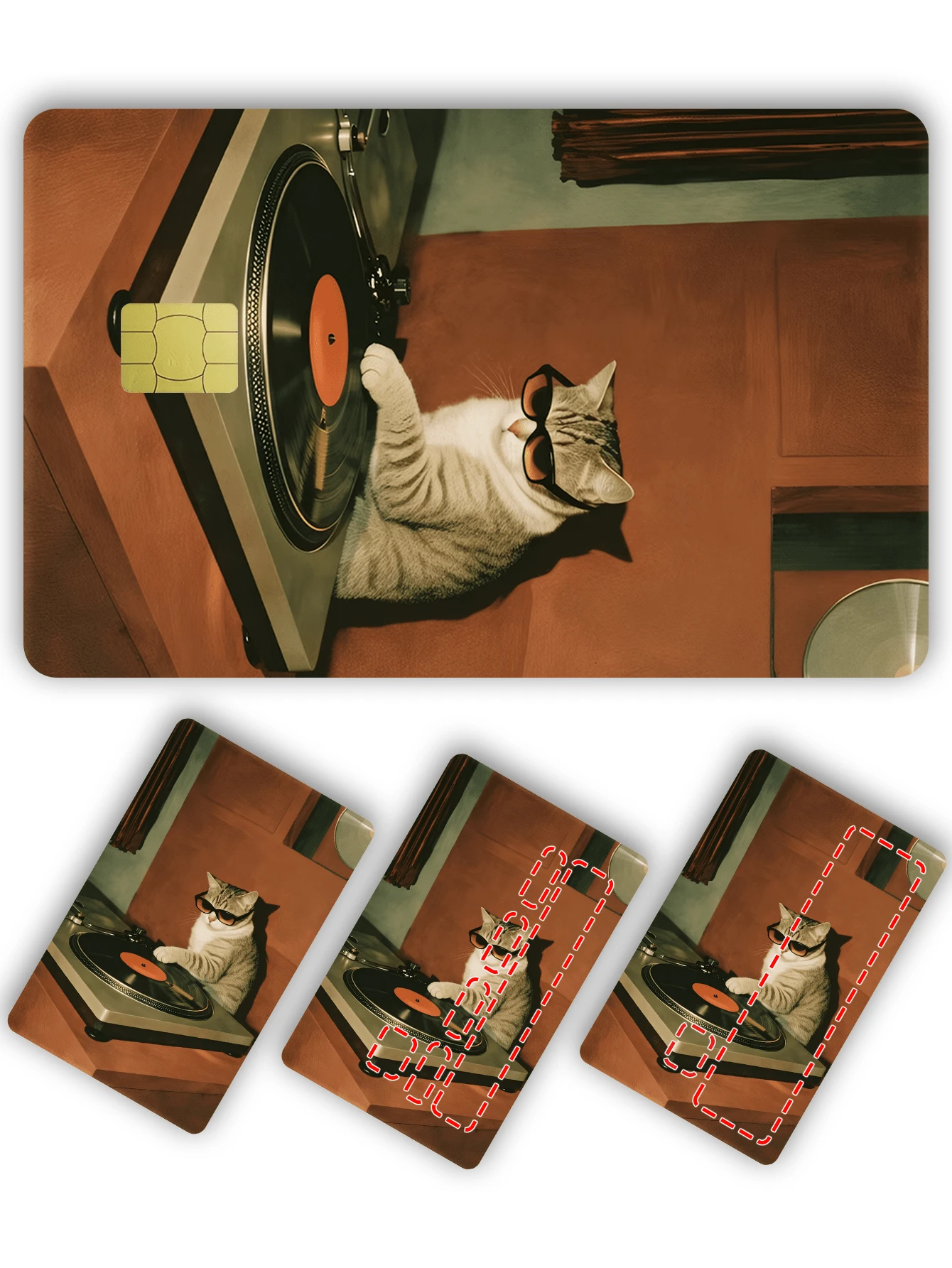 1件 DJ Cat 官方信用卡貼紙隱私保護卡貼,趣味節日禮物 PVC 材質防指紋防刮耐磨卡套,適合情侶,小晶片卡、銀行卡裝飾貼紙,信用卡、交通卡、學生校園卡個性化 DIY - 多色 - 查看 1