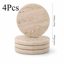 Natural Marble Coaster Set, Round Heat-Resistant Stone Pads, Non-Slip Base, Luxury Home Bar And Coffee Table Decor - Huangdong Stone - View 9