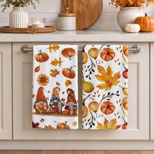 2/4/6pcs, Elf Pumpkin Pattern Printed Kitchen Towels, Super Soft Microfiber Highly Absorbent Tea Towels, Dish Cloths, Cleaning Towels, Hand Towels, Suitable For Cooking, Baking, Wiping Cleaning And Kitchen Decoration, Kitchen Accessories, Daily Essentials - Multicolor - View 5