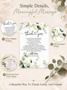 10/30/50pcs Eucalyptus Leaf Wedding Guest Thank You Cards, Newlyweds Thank You Message Cards, Wedding Guest Favor Cards, Wedding Reception Table Cards, Suitable For Engagement Party And Wedding Dinner Decoration, Cards Sold Individually - Multiple Styles - View 3