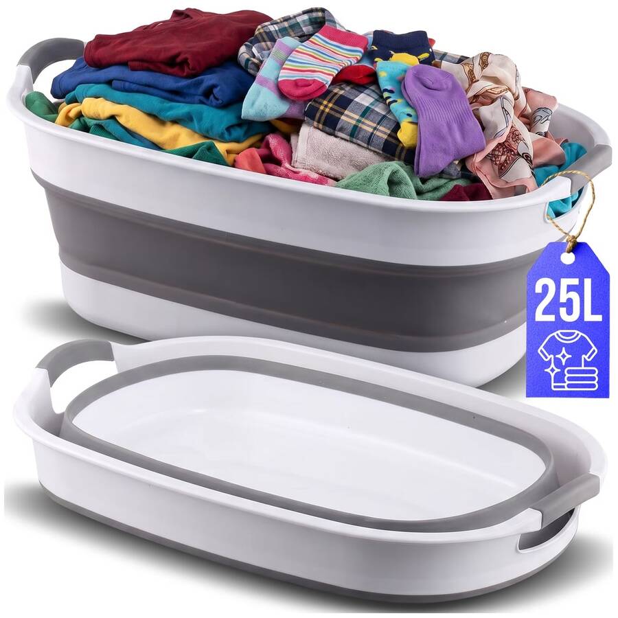 Silicone Foldable Laundry Basket , A Practical And Compact Clothes Hamper With Handles, Perfect For The Bathroom, Garden, And Camping. Easy To Store, Lightweight, And Durable, A Versatile Container For Home And Travel