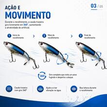 1 Isca Artificial de Superfície para Robalo, Cauda Giratória, Cor Sortida - 1 Peça – Cor Sortida - Visão 5