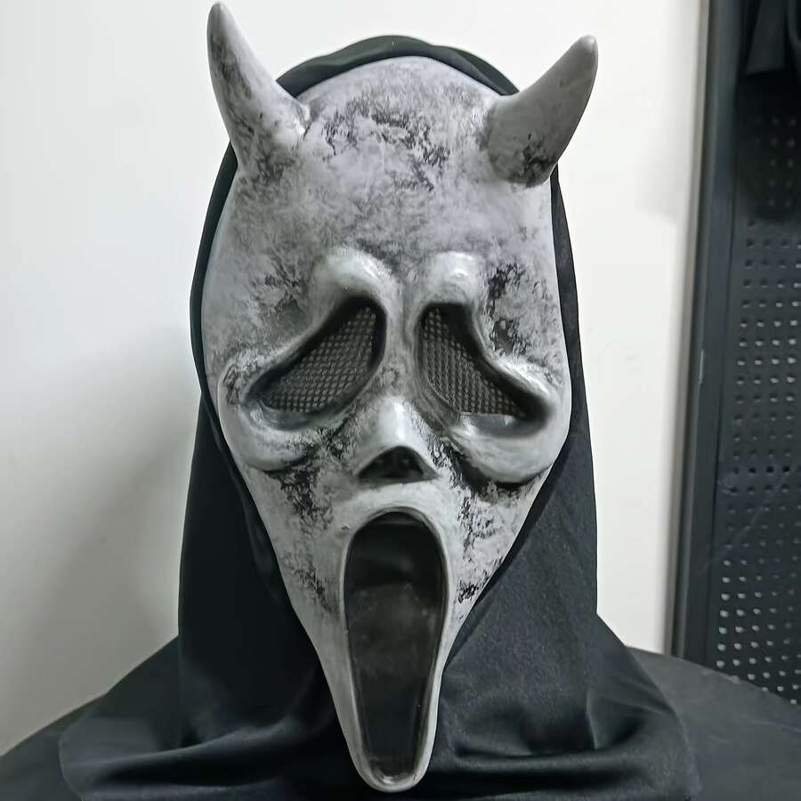 Full Head Horror Grotesque Costume Mask, Role Play Mask, Halloween, Masquerade Party Fine Mesh Pattern Design - Perfect Gift For Adults, Halloween Mask, Halloween Headwear, Halloween Role Play Props - Multicolor - View 1