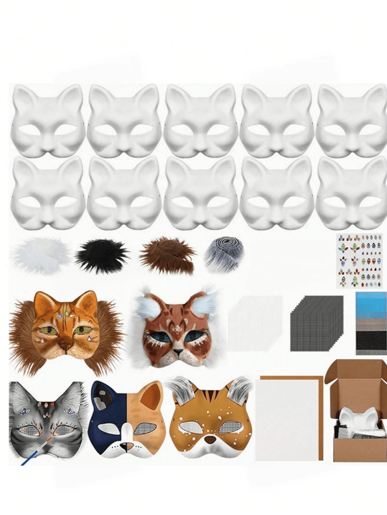 مجموعة صنع قناع وجه القطة DIY، تشمل اللباد، تصميم حيواني بأسلوب يدوي، مجموعة أقنعة ملونة للتنكر، مناسبة لأزياء هالوين وحفلات الكرنفال ولعب الأدوار والعطلات (مجموعة DIY يدوية، إكسسوارات أزياء هالوين) - متعدد الألوان - مشاهدة 1