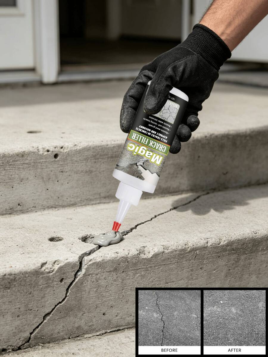 150 ml Bouche-fissures haute capacité, produit d'étanchéité pour réparation de fissures de sol en ciment, matériau d'étanchéité flexible résistant à la chaleur et au froid, imperméable, pour la réparation de fissures dans le béton, l'asphalte, la brique et la pierre. Empêche la croissance, résiste à la corrosion, s'auto-nivelle, sans fissuration. Adhésif universel de réparation de fissures pour la maison et l'extérieur, facile à utiliser, agent de réparation longue durée