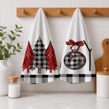 2/4/6 Peças Toalhas de Cozinha com Estampa de Elementos de Natal, Natal, Podem Ser Usadas Como Presentes de Natal, Decoração de Natal, Toalhas de Chá de Fibra Ultrafina Macia com Alta Absorção, Panos de Prato, Toalhas de Limpeza, Toalhas de Mão, Adequadas para Cozinhar, Assar, Limpar e Decoração de Cozinha, Acessórios de Cozinha, Itens Essenciais Diários - Multicolorido - Visão 6