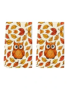 2pcs/4pcs/8pcs Thanksgiving Autumn Maple Leaf Pumpkin Owl Hand Towels, Harvest Festival Bathroom Towels, Dish Cloths, Vintage Farm Style, Suitable For Harvest Festival Kitchen Decor, Thanksgiving Party Event Decoration - Multicolor - View 12