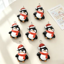5/10pcs Resin Christmas Penguin Pendants, Suitable For DIY Jewelry Making, Perfect For Party Accessories, Earrings, Necklaces, Bag Charms - Christmas Penguin Pendant - View 4