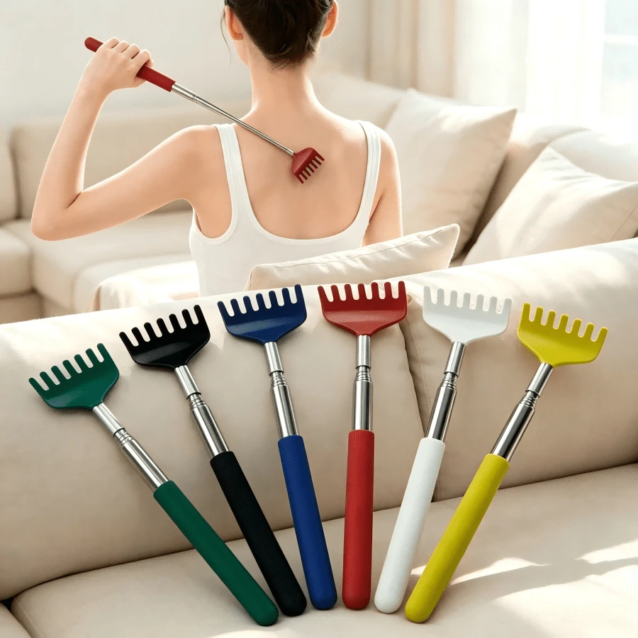 1/2pcs Retractable Back Scratcher, Stainless Steel Extendable Back Scratcher Massage Tool, Retractable Itch Relief Tool, Relieve Back Itching, Back Scratcher, School, Back To School, Travel, Travel Essentials, Home Essentials - Multi-color - View 1