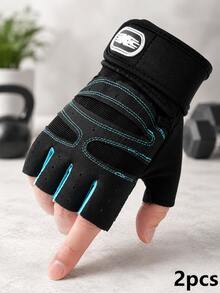 2pcs New Fitness Gloves, Unisex, Protective Anti-Slip Wrist Support, Half-Finger Breathable, Barbell Cycling Sports Equipment - Multicolor - View 13