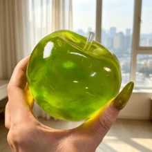 Tachimi 1pc Crystal Apple, Soft Color, Thin Skin Soft Texture, Crispy Elastic Soft Chewy, Can Be Used As Stress Ball Or Tactile Apple, Suitable For Office Desk, Premium Office Gift, Mini Brands Random Shipment - Multicolor - View 2