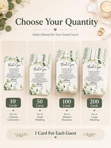 10/30/50pcs Eucalyptus Leaf Wedding Guest Thank You Cards, Newlyweds Thank You Message Cards, Wedding Guest Favor Cards, Wedding Reception Table Cards, Suitable For Engagement Party And Wedding Dinner Decoration, Cards Sold Individually - Multiple Styles - View 6