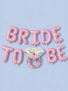 1Set Wedding Balloons, Bride-To-Be Party Letter Balloon Banner With Diamond Ring Foil Balloon, Suitable For Wedding, Engagement, Wedding Photo Booth, Bachelorette Party Decor - Pink Diamond Ring Style - View 7
