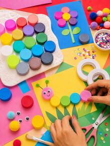 100pcs/1pc - 19 Colors Assorted Plastic Bottle Caps, Suitable For Round DIY Craft Materials, Used For Creative Collage, Painting, Scrapbooking, Photo Frame Decoration, Handmade Art Projects And Craft Supplies - Multicolor - View 4