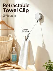 1pc Retractable Towel Clips, Pull Hat Clips,Household Bathroom Storage Clips, Multi-Purpose Hook Clips For Socks, Towels, Household Storage Clips Home Bathroom Decor Bathroom Organizer Fall Decor Back To School - Multicolor - View 5
